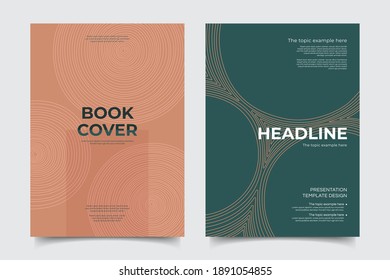 Abstract circle geometric pattern with complementary colours backgrond concept template. Memphis vector design elements set for bookcover, corporate report, poster, and flyer