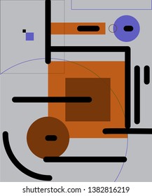 Abstract circle geometric pattern design and background. Abstract avangarde background with multicolored geometric shapes.