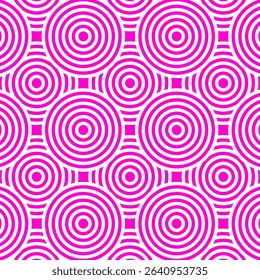Abstract circle geometric pattern, pink circle line art. Linear graphic design. Repeating geometric background.