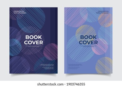 Abstract circle geometric with purple tone backgrond concept template. Memphis vector design elements set for bookcover, corporate report, poster, and flyer