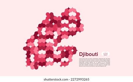 Abstract Circle Geometric Vector of Djibouti Map with Flat Bauhaus Style Pattern in Pink Colour Valentine Theme.