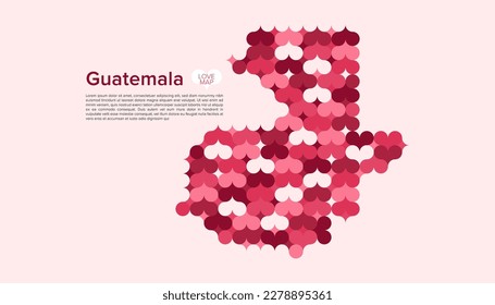 Resumen Vector Geométrico Círculo de Guatemala Mapa con Patrón de Estilo Bauhaus Plano en Color Rosa Tema de San Valentín.