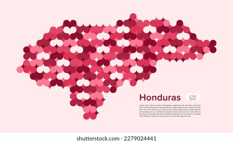 Resumen Vector Geométrico Círculo del Mapa de Honduras con Patrón de Estilo Bauhaus Plano en Color Rosa Tema de San Valentín.