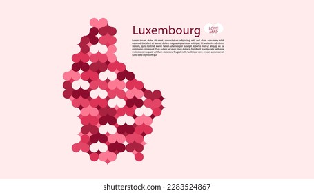 Abstract Circle Geometric Vector of Luxembourg Map with Flat Bauhaus Style Pattern in Pink Colour Valentine Theme.