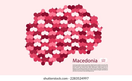 Abstract Circle Geometric Vector of Macedonia Map with Flat Bauhaus Style Pattern in Pink Colour Valentine Theme.