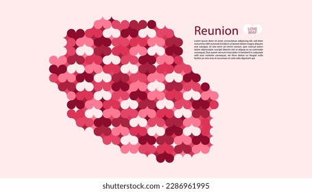 Abstract Circle Geometric Vector of Reunion Map with Flat Bauhaus Style Pattern in Pink Colour Valentine Theme.