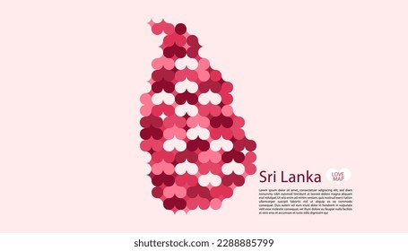 Abstrakter geometrischer Vektorgrafik Sri Lankas Karte mit flattem Bauhaus-Stil-Muster in rosafarbenem Valentinthemenmuster.