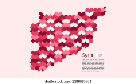 Resumen Vector Geométrico Círculo de Siria Mapa con Patrón de Estilo Bauhaus Plano en Color Rosa Tema de San Valentín.