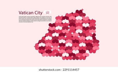 Abstract Circle Geometric Vector of Vatican City Map with Flat Bauhaus Style Pattern in Pink Colour Valentine Theme.