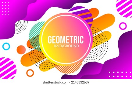 Abstract circle geometry background with purple and orange gradient colors. trendy design for poster, banner, flyer