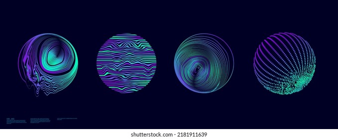 abstract circle glitch with liquid and dot shapes, Retro futurism synthwave, vaporwave,  Holographic illuminated in 80s-90s.