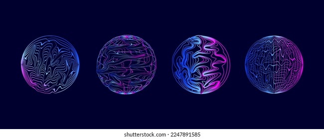 abstract circle glitch with liquid, Retro futurism synthwave, vaporwave,  Holographic illuminated in 80s-90s.