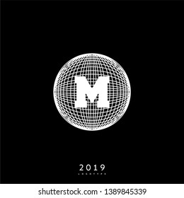 abstract circle globe M logo letter design concept. entertainment global universe symbol  