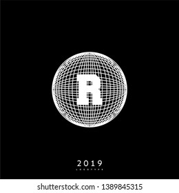 abstract circle globe R logo letter design concept. entertainment global universe symbol  