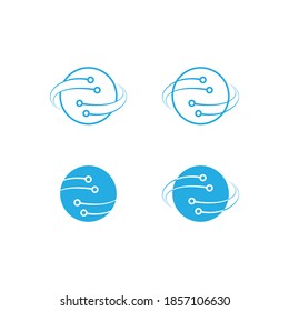 Abstract circle, globe symbol set, communication and technology icons.