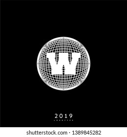 abstract circle globe W logo letter design concept. entertainment global universe symbol  