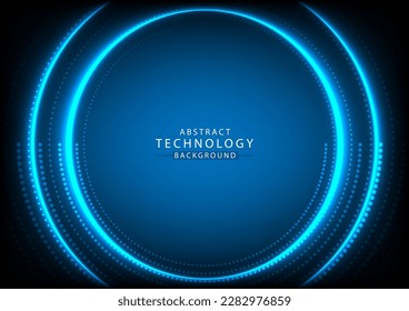 Abstract circle glow blue light background high tech. Concept technology, innovation, big data, Ai, network, business, modern