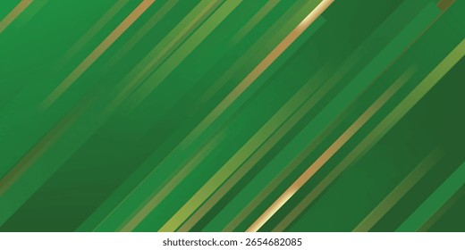 Abstract circle glowing gold lines on dark green background with lighting effect and sparkle with copy space for text. Luxury design style, green abstract background design with elegant golden element