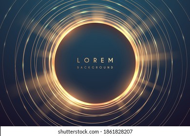 Abstract circle gold lines background with glow effect