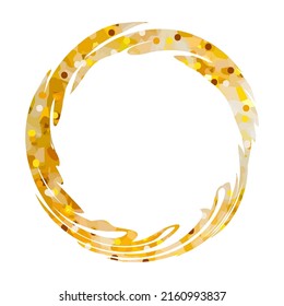 Abstract circle with golden texture and glitter. Design element for banner, poster, packaging, postcard, web design. Hand Drawn vector illustration.
