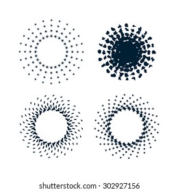 Abstract Circle Grunge Icons, Frames, Symbols or Logos for Your Design. Vector Decorative Elements.
