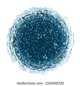 Abstract circle, grunge round shape, grunge banner loose, torn texture blue color isolated on white background. Graphic design element for web, corporate identity, cards, prints etc. Vector illustrati