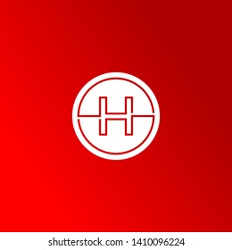 abstract circle H logo letters in modern line shape with red background design concept