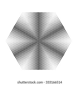 Abstract circle halftone dots in Hexagon Form. Logo design. Vector illustration background.