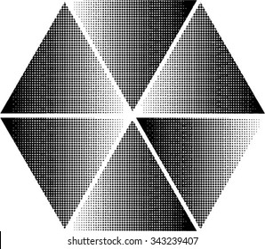 Abstract circle halftone dots in Hexagon Form. Logo design. Vector illustration background.