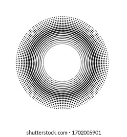Abstract circle, halftone dots pattern, modern stylish texture, black and white vector illustration.