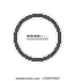 Abstract circle halftone dotted frame. Vector round border. Blank banner design element.