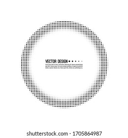 Abstract circle halftone dotted frame. Vector round border. Blank banner design element.