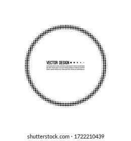 Abstract circle halftone dotted frame. Vector round border. Blank banner design element.