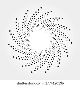 Antecedentes espirales de semitono de círculo abstracto. Puntos del círculo concéntrico. Elemento de diseño espiral, giratorio y giratorio para uso multipropósito. Dosis circulares y radiales helix.