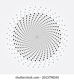 Abstrakter Kreis halftone Spiralhintergrund. Dotted konzentrische Kreis. Spiral, wirl, wirbelndes Vektorelement. Halftone Design-Element.