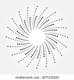 Abstract circle halftone spiral background. Dotted concentric circle. Spiral, swirl, twirl design element. Halftone design element.