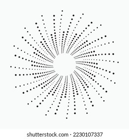 Abstract circle halftone spiral background pattern. Dots concentric circular pattern. Spiral, swirl, twirl design element for multipurpose use.