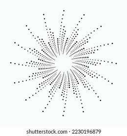 Abstract circle halftone spiral background pattern. Dots concentric circular pattern. Spiral, swirl, twirl design element for multipurpose use.