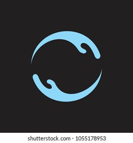 abstract circle hand blue water design logo vector 