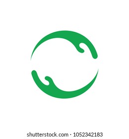 abstract circle hand  green leaf logo vector