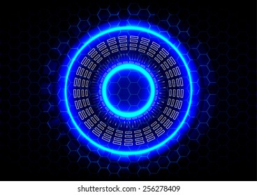 abstract circle and  hexagon technology on blue background