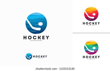 Abstract Circle Hockey logo designs concept vector, Sport Hockey logo template