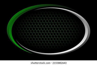 Abstract circle with honeycomb carbon background, green theme, trendy and stylish, circle frame.