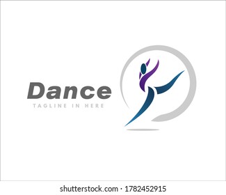 Símbolo del logotipo de danza humana de círculo abstracto diseño de ilustración vectorial