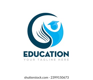 abstract circle human jump success education logo icon symbol design template illustration inspiration