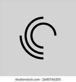 abstract Circle icon design. Minimalist circle design with a partial black outline. Abstract, simple, modern graphic.