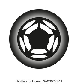 Abstract circle icon. Gradient glow effect. Geometric black and white shape. Vector illustration.