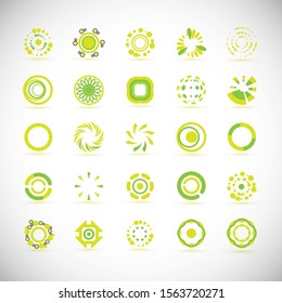 Abstract Circle Icon Set. Vector Isolated On Gray.  