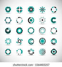 Abstract Circle Icon Set. Vector Isolated On Gray. Abstract Circle For Company Symbol, Dot Logo, Technology Icon And Element Design.Creative Circle Icons For Dot And Tech Logo. Abstract Round Template