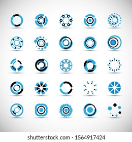 Abstract Circle Icon Set. Vector Isolated On Gray. Abstract Circle For Company Symbol, Dot Logo, Technology Icon And Element Design.Creative Circle Icons For Dot And Tech Logo. Abstract Round Template